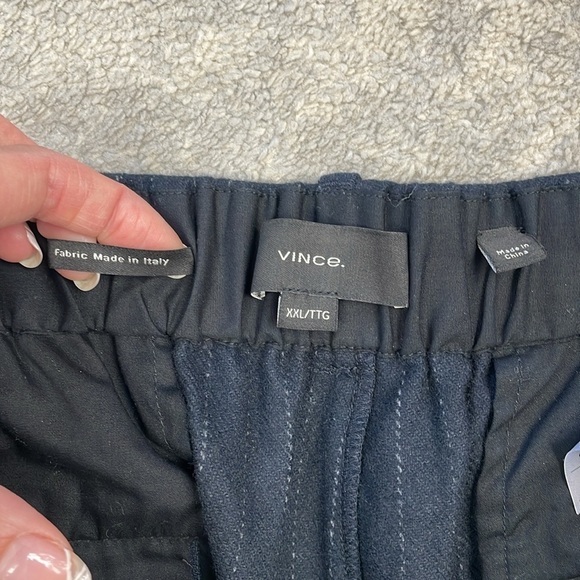 New Vince Pinstripe Virgin Wool Blend Flannel Trouser Pant Dark Navy Sz XXL - Picture 8 of 14